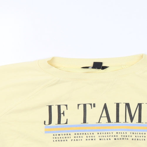 New Look Womens Yellow   Pullover Sweatshirt Size 8  - Je T'aime
