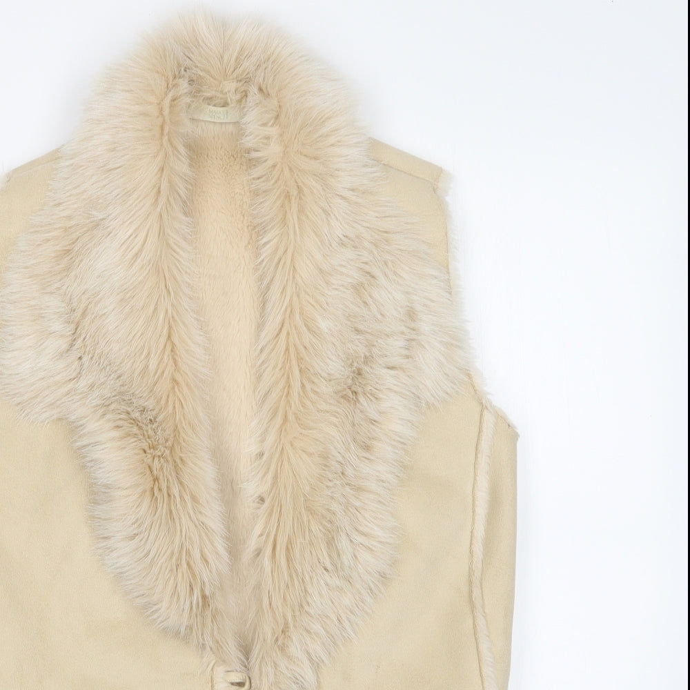 M&S Womens Beige   Gilet Jacket Size 8