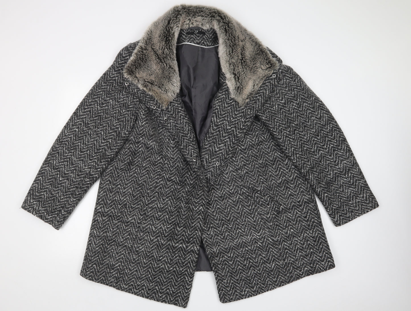 Preworn Womens Multicoloured   Overcoat Coat Size 22