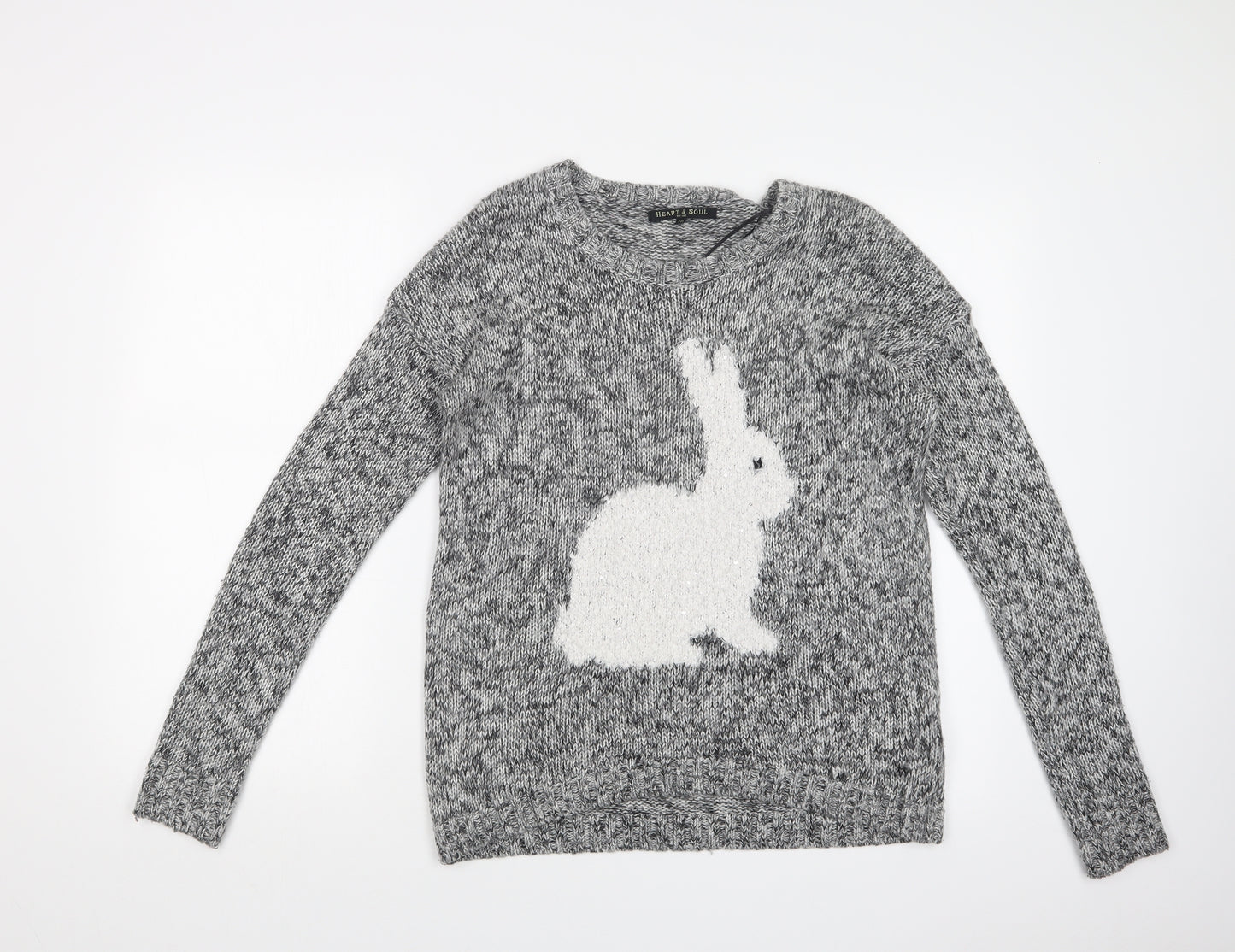 HEART & SOUL Womens Grey   Pullover Sweatshirt Size 10
