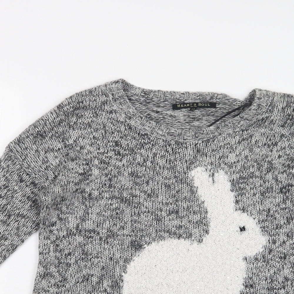 HEART & SOUL Womens Grey   Pullover Sweatshirt Size 10