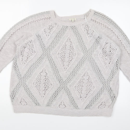 River Island Womens Grey Argyle/Diamond  Pullover Jumper Size 12