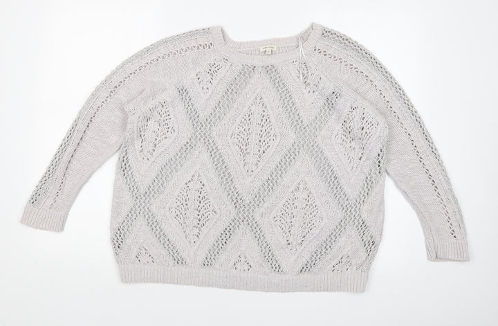 River Island Womens Grey Argyle/Diamond  Pullover Jumper Size 12