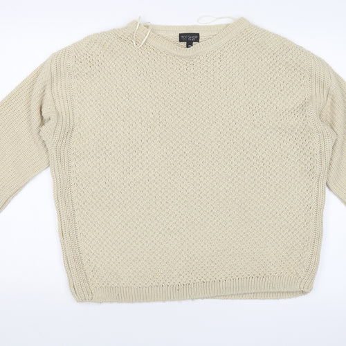 Topshop Womens Beige Geometric  Pullover Jumper Size 14