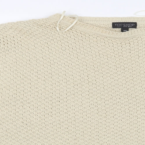 Topshop Womens Beige Geometric  Pullover Jumper Size 14
