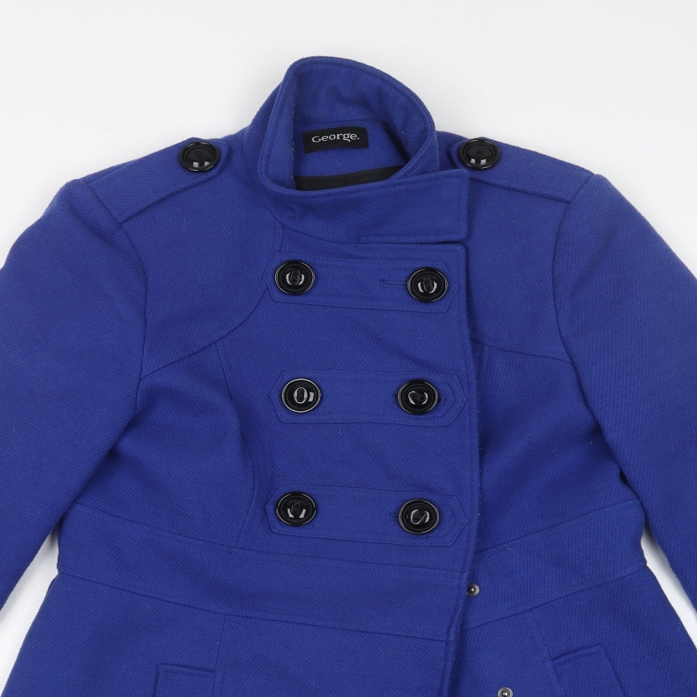 George Womens Blue   Trench Coat Coat Size 10