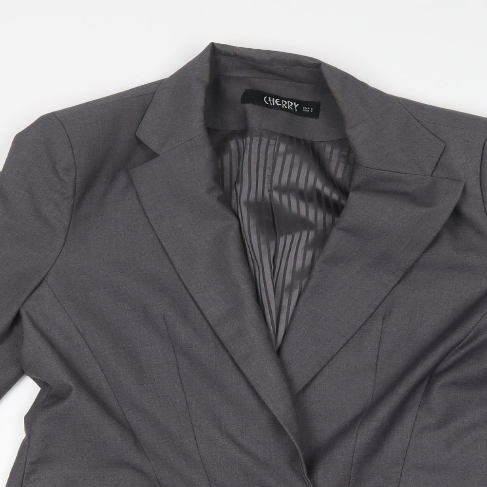CHERRY Womens Grey   Jacket Suit Jacket Size L