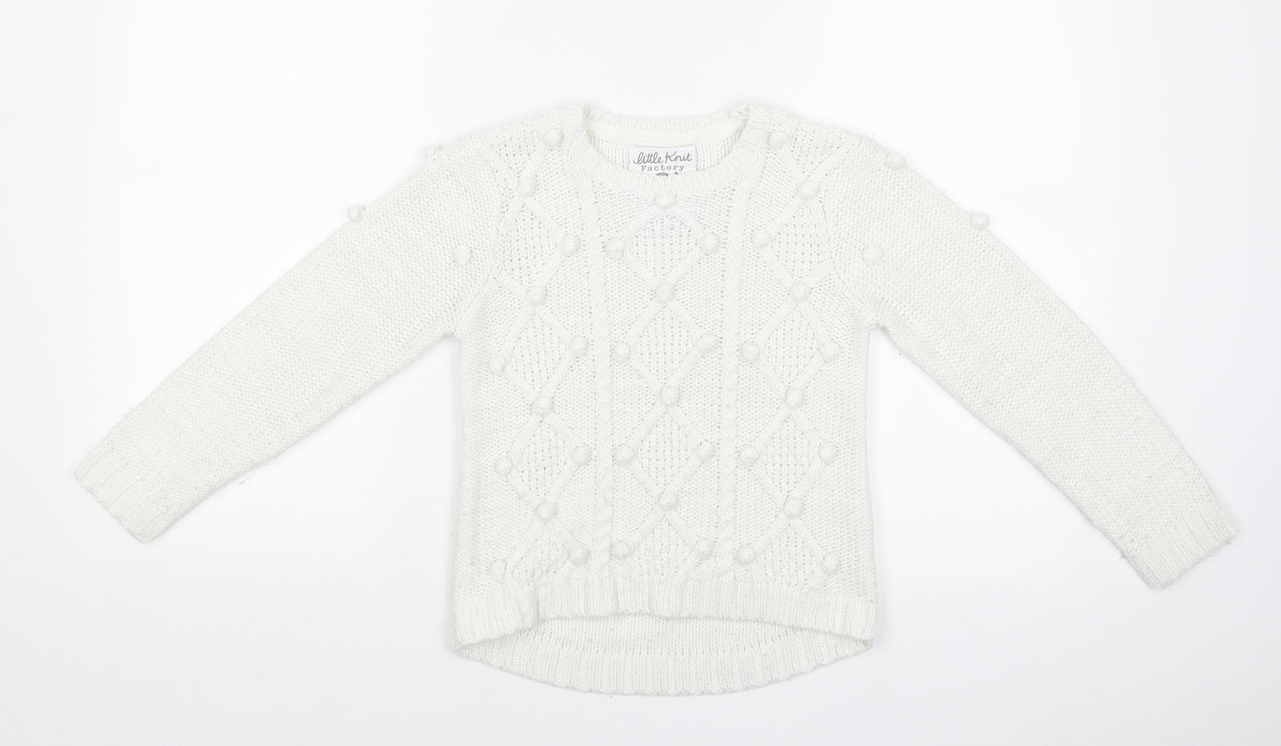TU Girls White Argyle/Diamond  Pullover Sweatshirt Size 8 Years