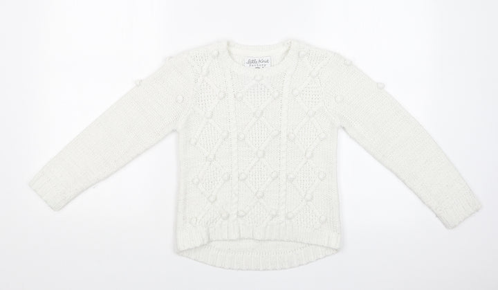 TU Girls White Argyle/Diamond  Pullover Sweatshirt Size 8 Years