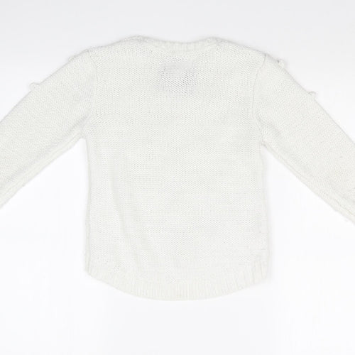 TU Girls White Argyle/Diamond  Pullover Sweatshirt Size 8 Years