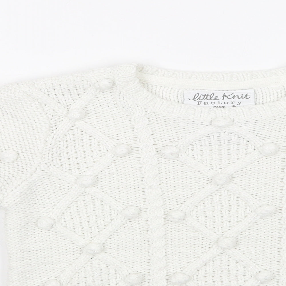 TU Girls White Argyle/Diamond  Pullover Sweatshirt Size 8 Years