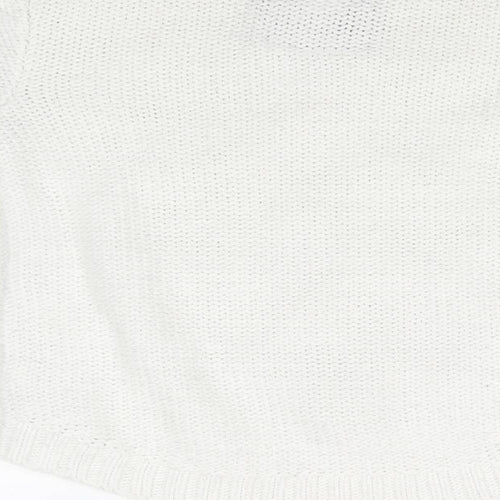 TU Girls White Argyle/Diamond  Pullover Sweatshirt Size 8 Years