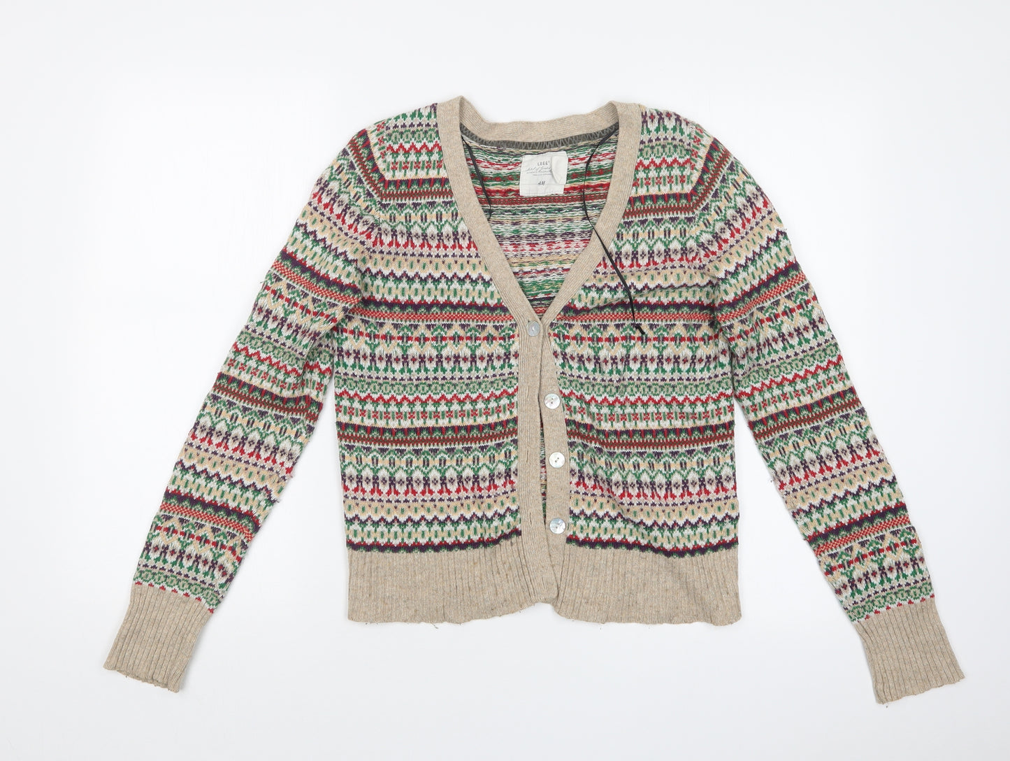 H&M Womens Multicoloured Fair Isle  Cardigan Jumper Size M