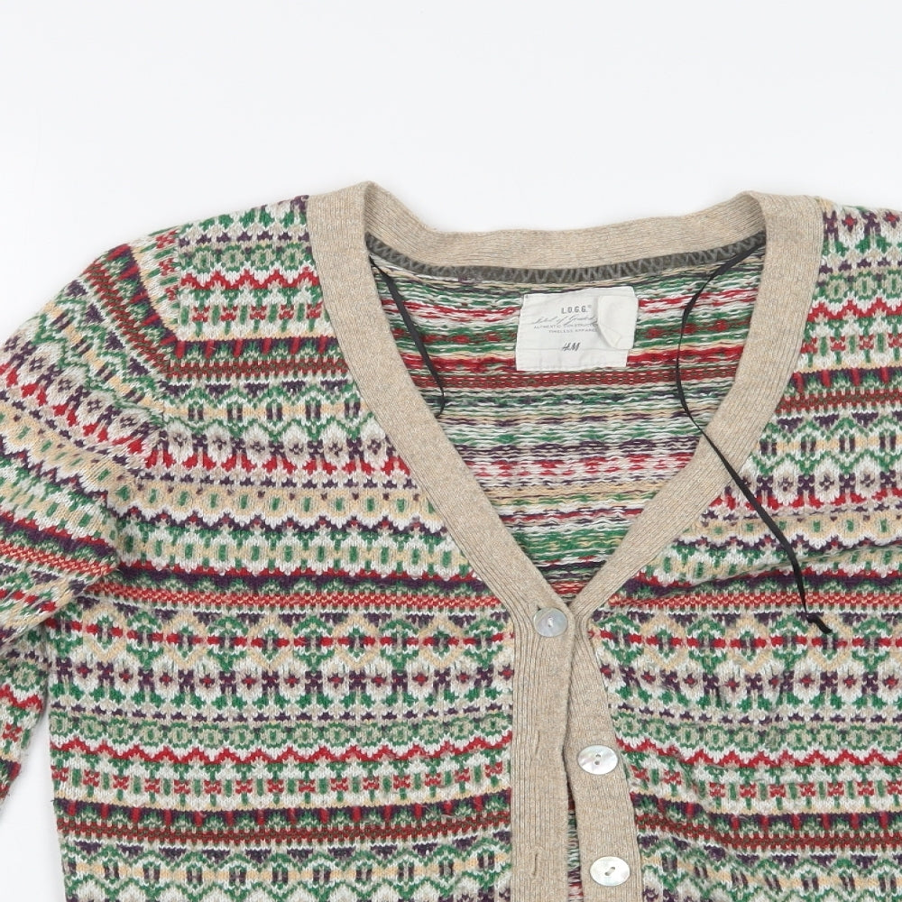 H&M Womens Multicoloured Fair Isle  Cardigan Jumper Size M