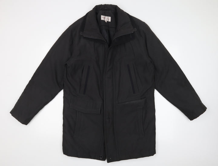 EWM Mens Black Overcoat Coat Size S