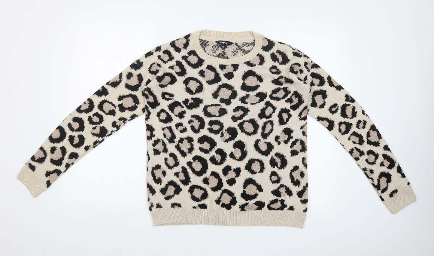PEP&CO Womens Multicoloured Animal Print  Basic T-Shirt Size 10