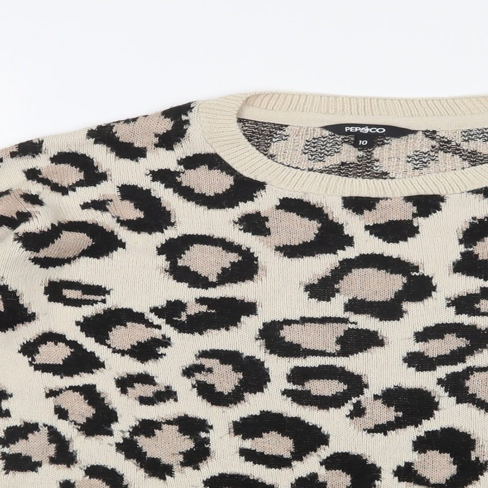 PEP&CO Womens Multicoloured Animal Print  Basic T-Shirt Size 10