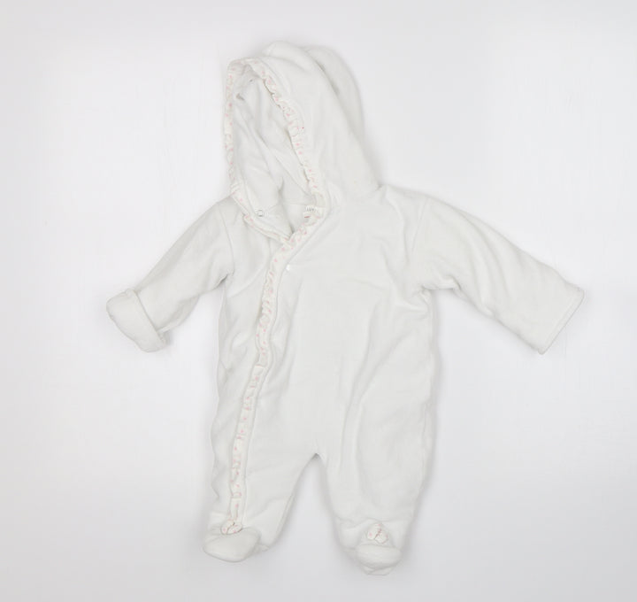 Little Nosh Girls White   Babygrow One-Piece Size 3-6 Months