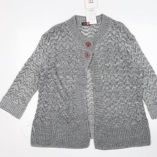 Lady Ice Womens Grey   Cardigan Jumper Size L