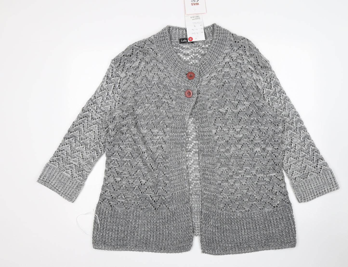 Lady Ice Womens Grey   Cardigan Jumper Size L