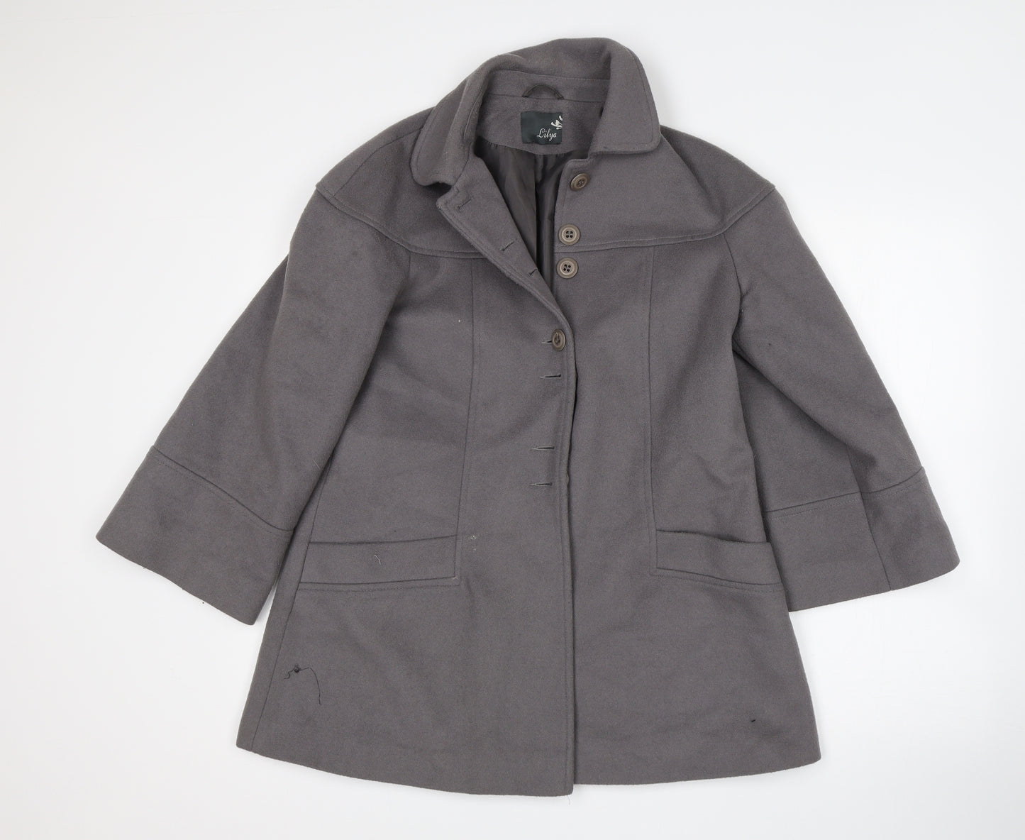 Lilya Womens Grey   Overcoat Coat Size 12