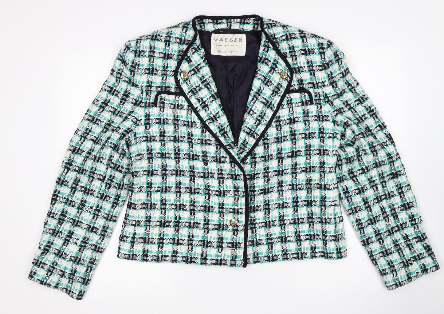 Jaeger Womens Multicoloured Check  Jacket Blazer Size 14