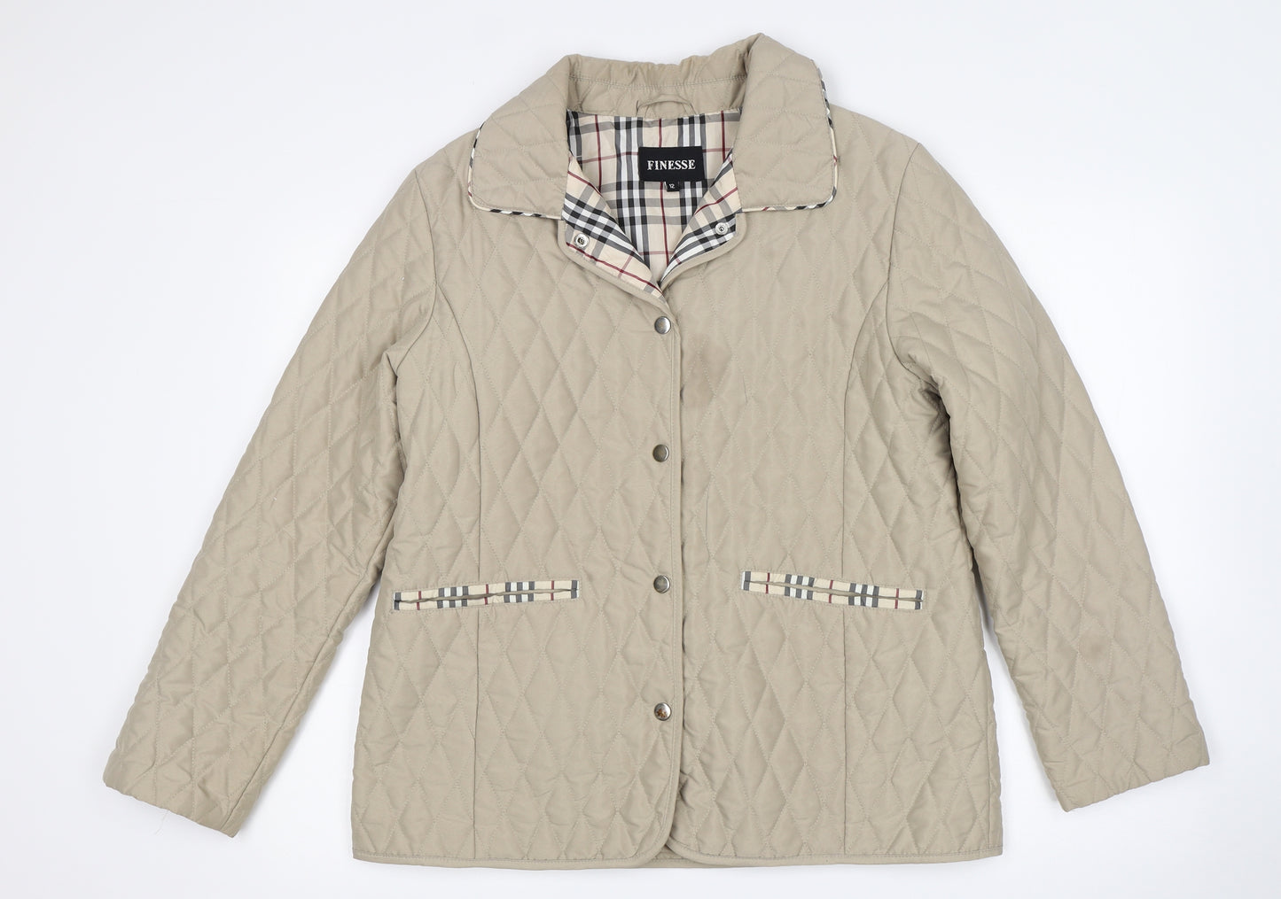 Finesse Womens Beige   Quilted Coat Size 12
