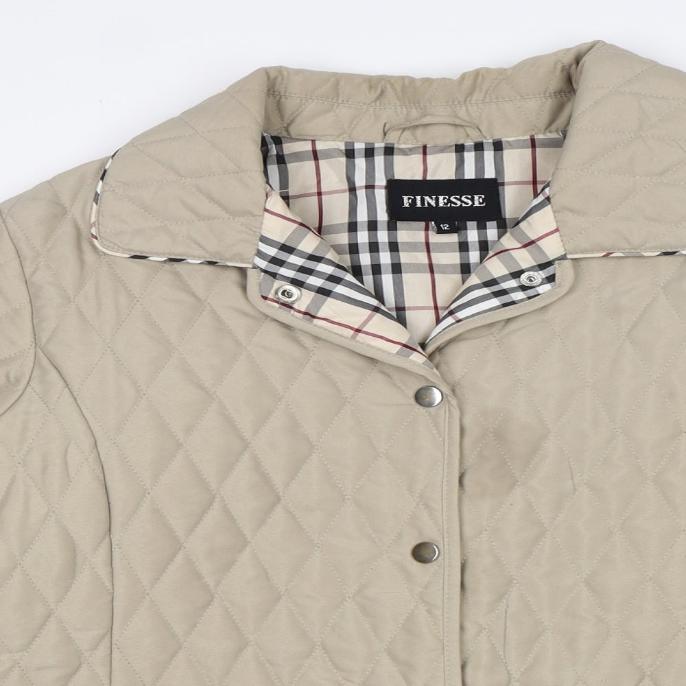 Finesse Womens Beige   Quilted Coat Size 12