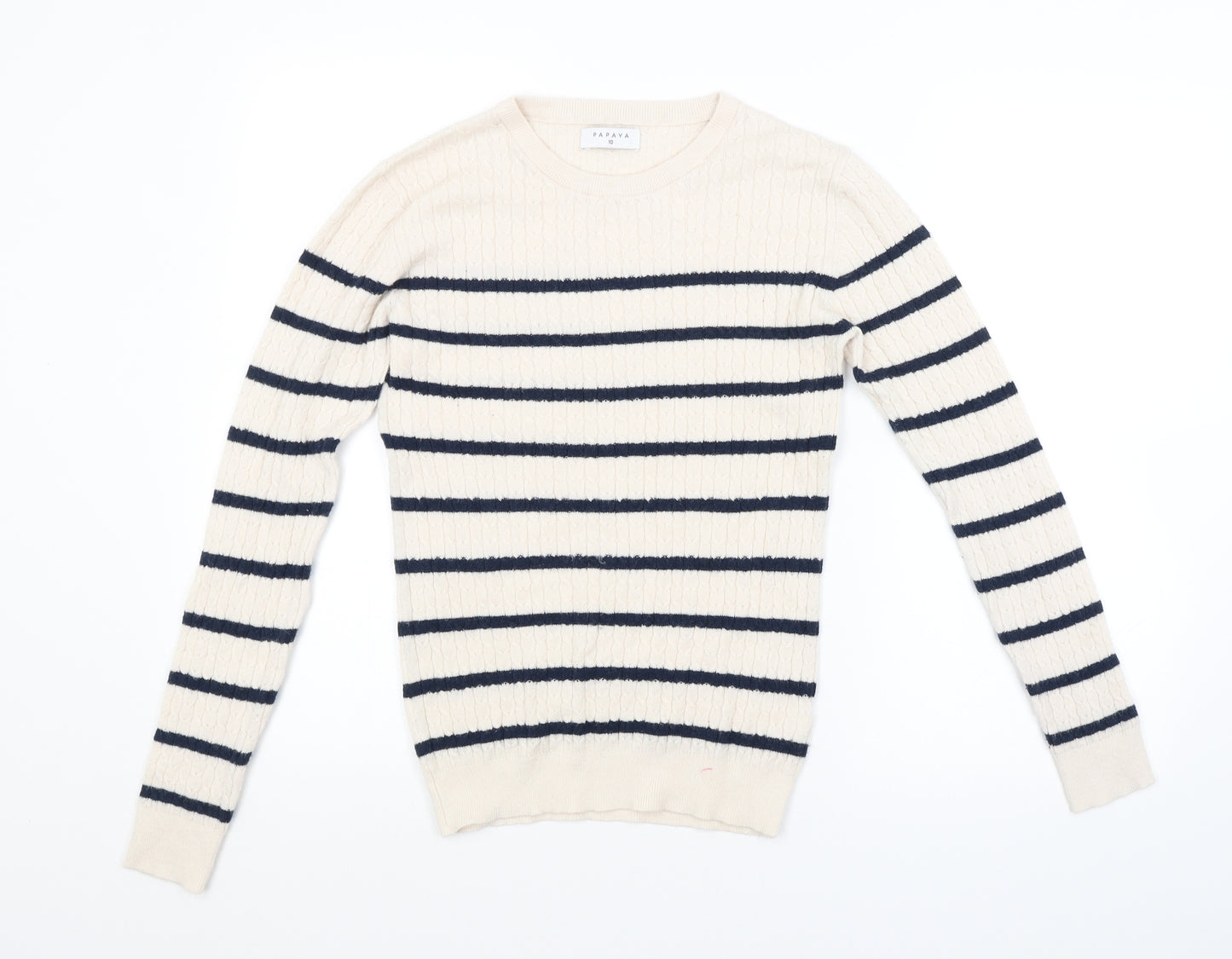 Papaya Womens Beige Striped  Pullover Jumper Size 10