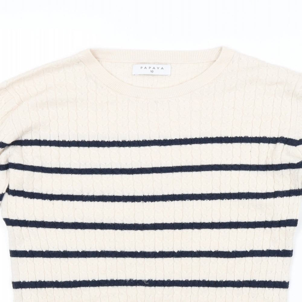 Papaya Womens Beige Striped  Pullover Jumper Size 10