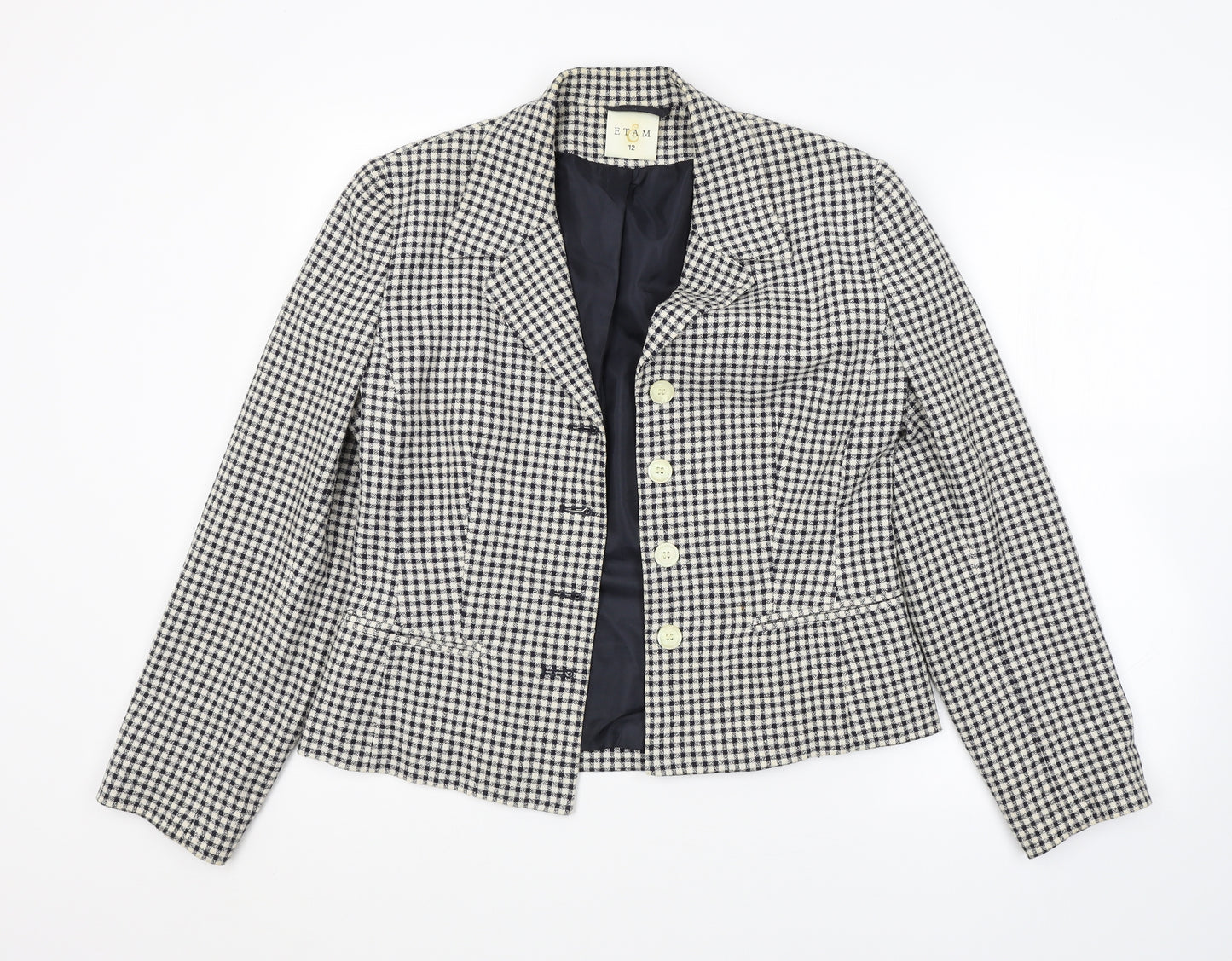 Etam Womens Multicoloured Check  Jacket Blazer Size 12