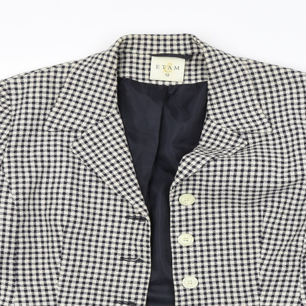 Etam Womens Multicoloured Check  Jacket Blazer Size 12
