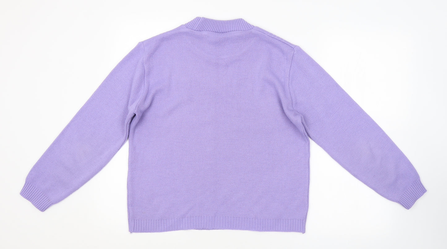 In Stitches Womens Purple Argyle/Diamond  Pullover Jumper Size 12