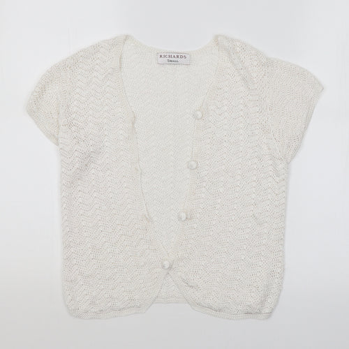 Richards Womens White Argyle/Diamond  Cardigan Jumper Size S