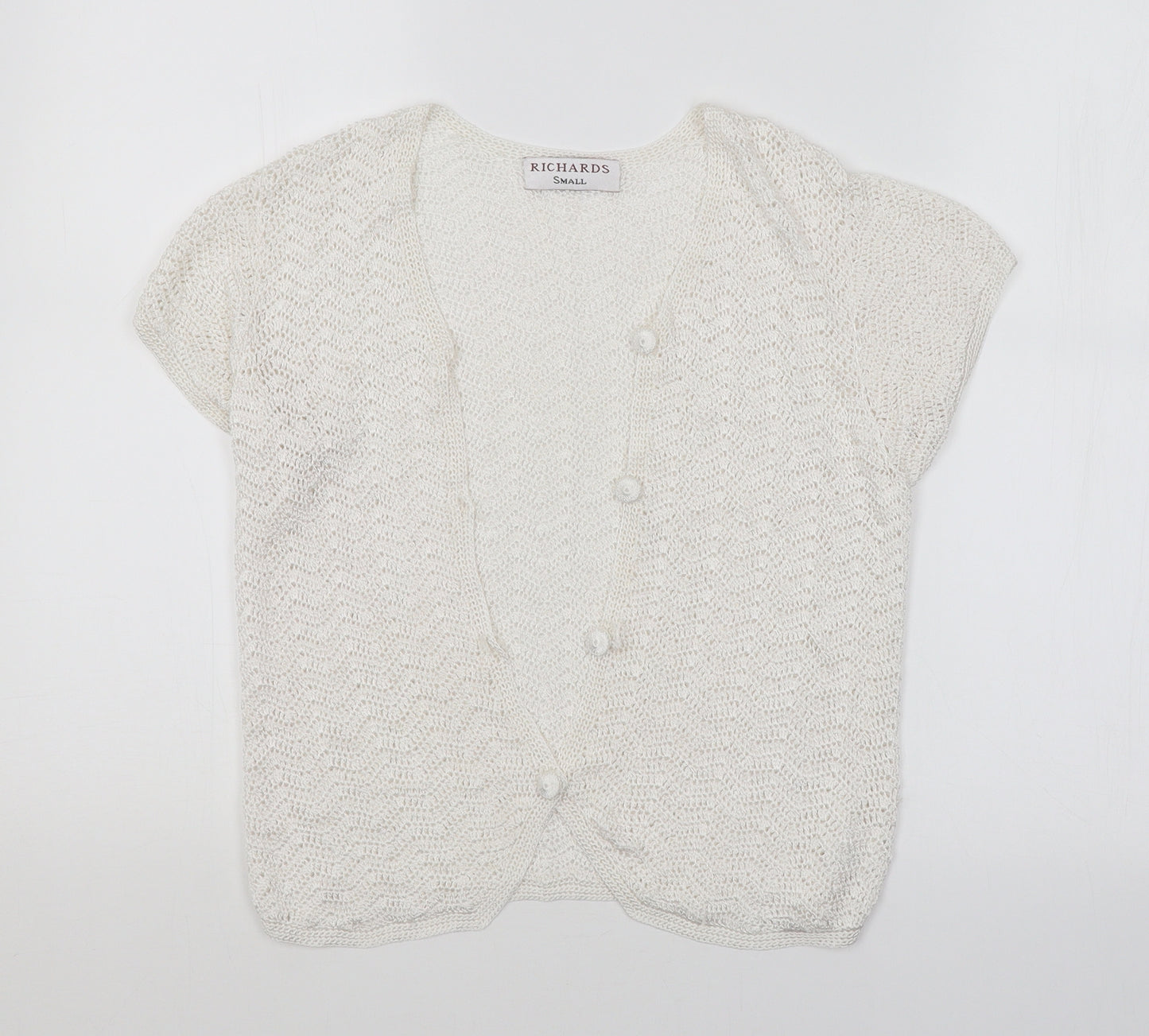 Richards Womens White Argyle/Diamond  Cardigan Jumper Size S