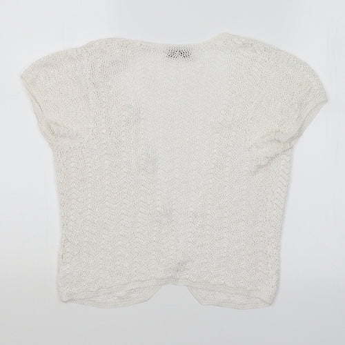Richards Womens White Argyle/Diamond  Cardigan Jumper Size S