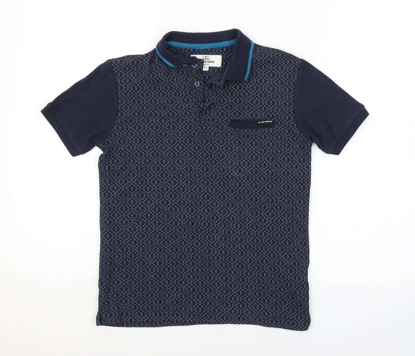 Ben Sherman Boys Blue Check  Basic Polo Size 10-11 Years
