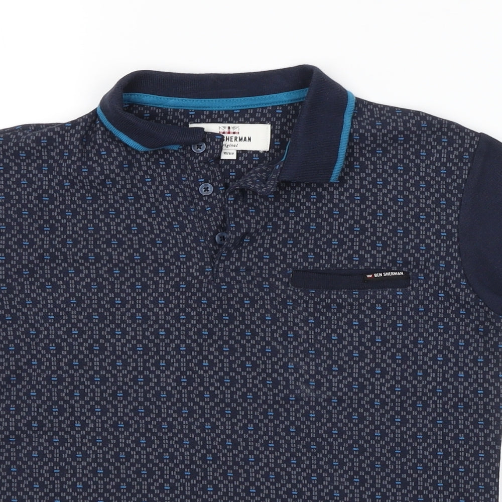 Ben Sherman Boys Blue Check  Basic Polo Size 10-11 Years