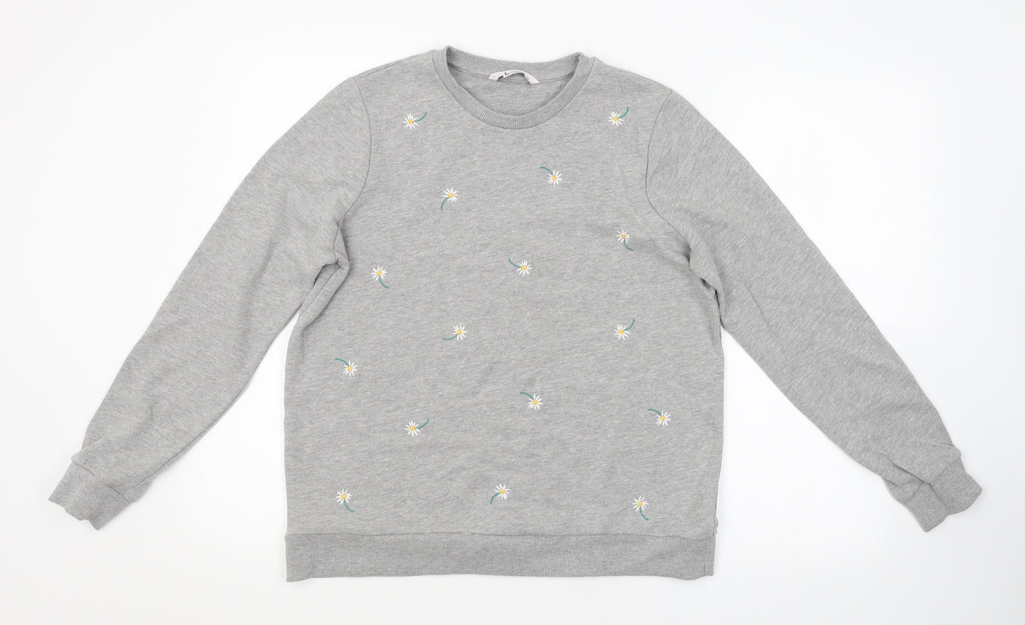 TU Womens Grey Floral  Pullover Sweatshirt Size 12