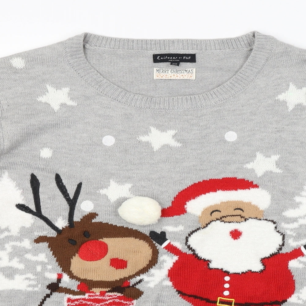 F&F Womens Grey   Pullover Jumper Size 22  - CHRISTMAS