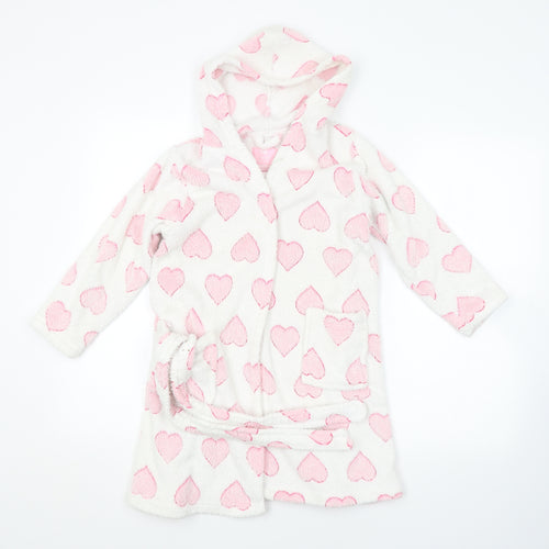 Young Dimension Girls White Geometric   Robe Size 7-8 Years