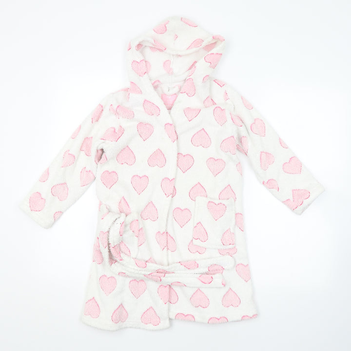 Young Dimension Girls White Geometric Robe Size 7-8 Years