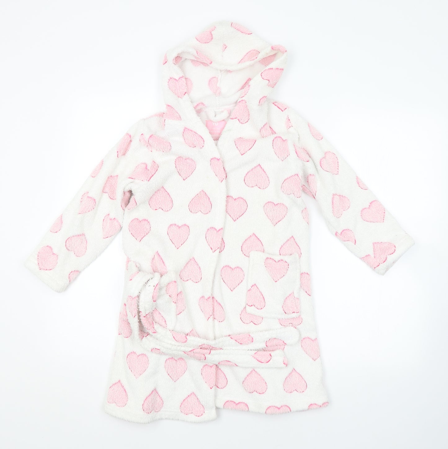 Young Dimension Girls White Geometric   Robe Size 7-8 Years