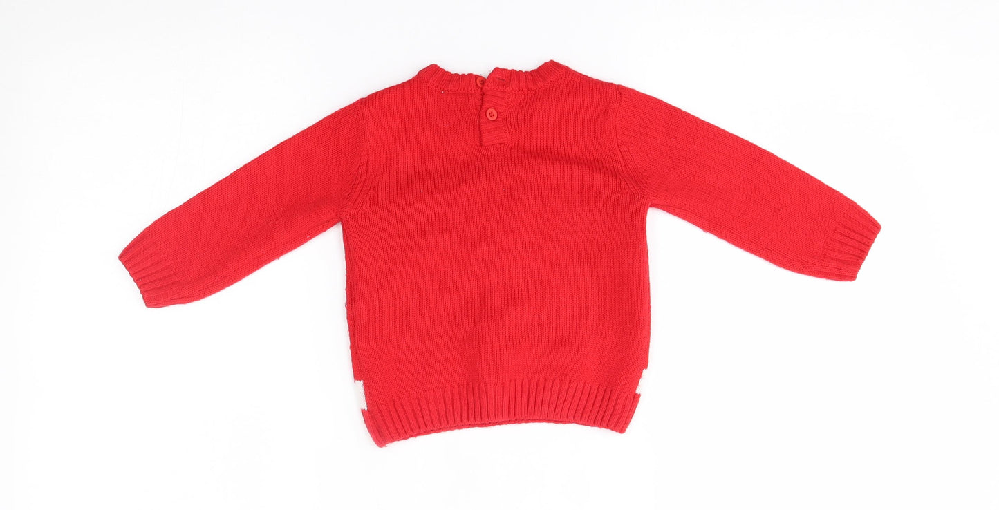Matalan Baby Red   Pullover Jumper Size 9-12 Months  - penguin