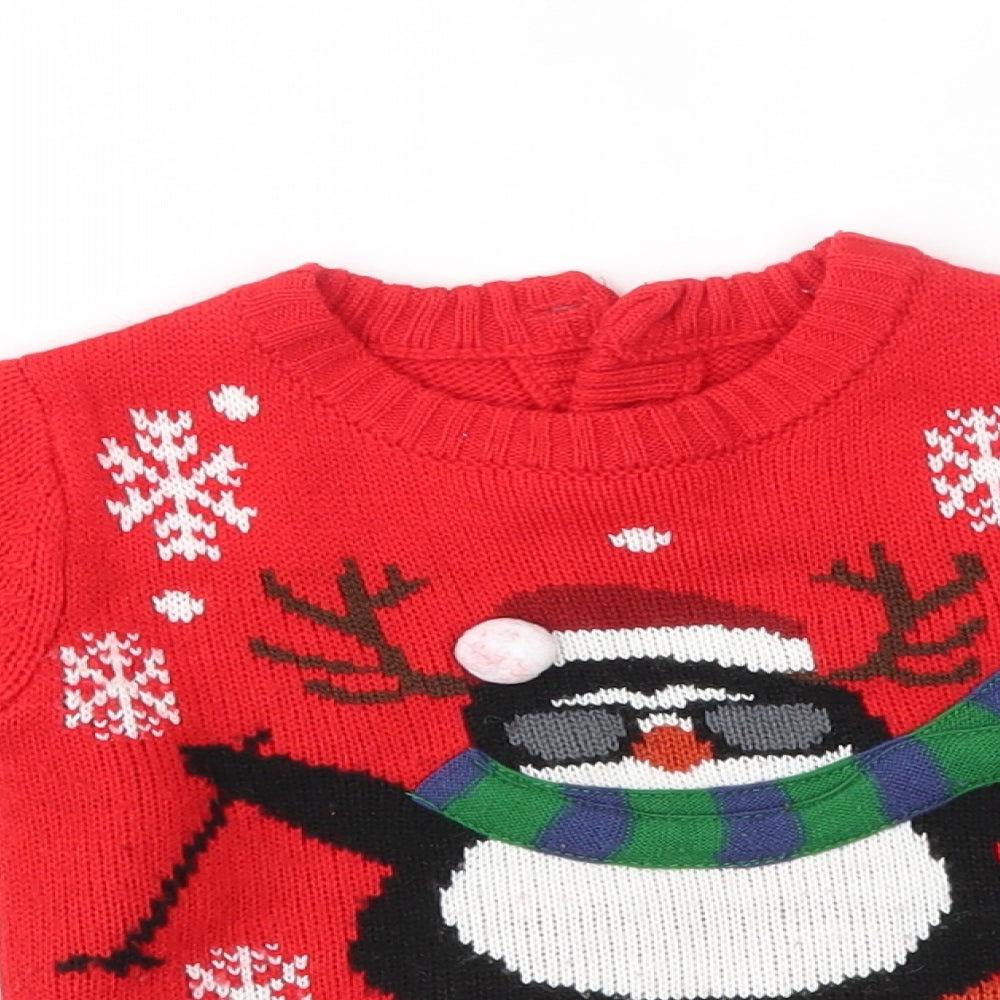 Matalan Baby Red   Pullover Jumper Size 9-12 Months  - penguin