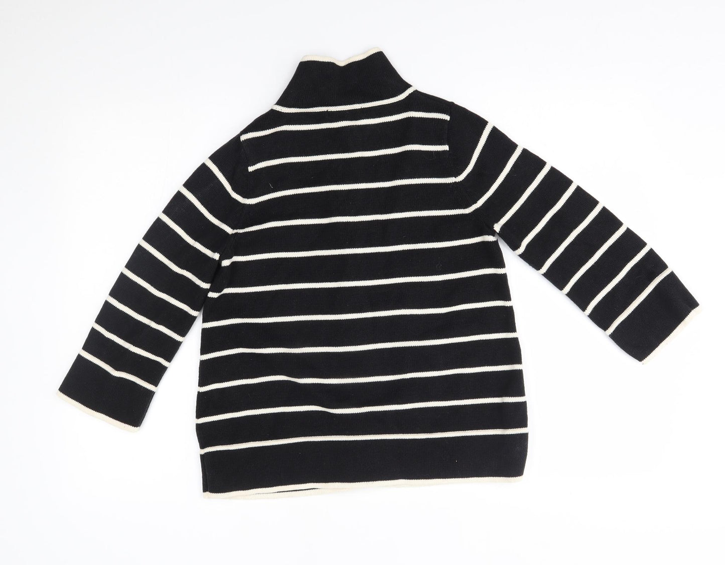 M&S Womens Black Striped  Cardigan Jumper Size 10