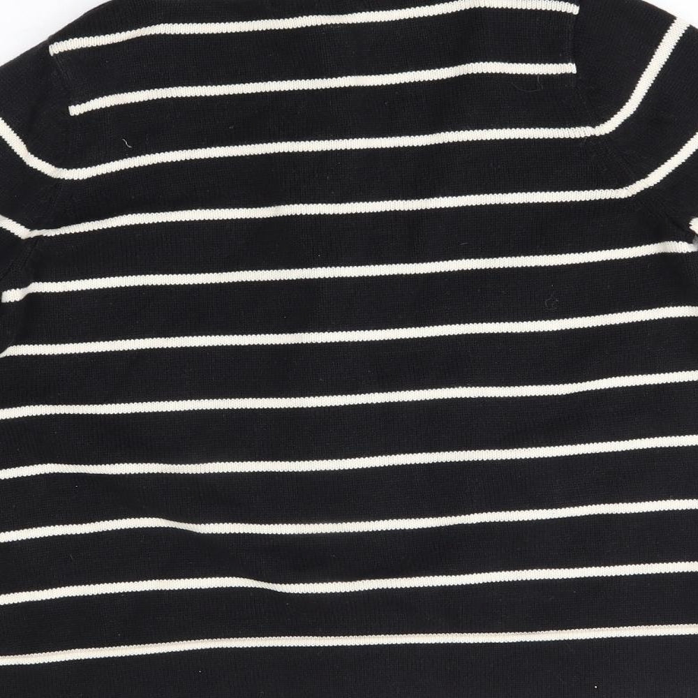 M&S Womens Black Striped  Cardigan Jumper Size 10