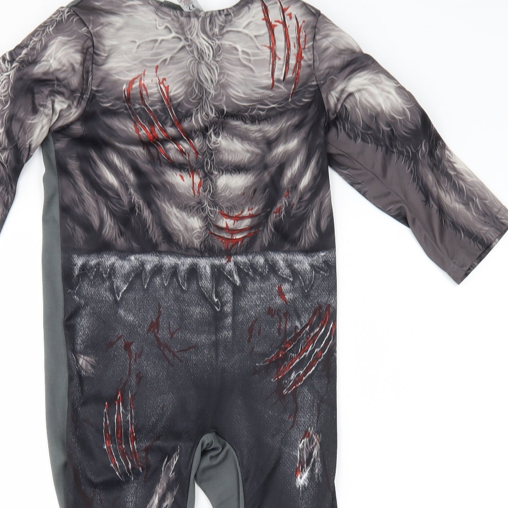 Hallow Scream Boys Grey    One Piece Size 5-6 Years  - werewolf costume
