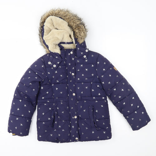 Joules Girls Blue   Parka Coat Size 7-8 Years
