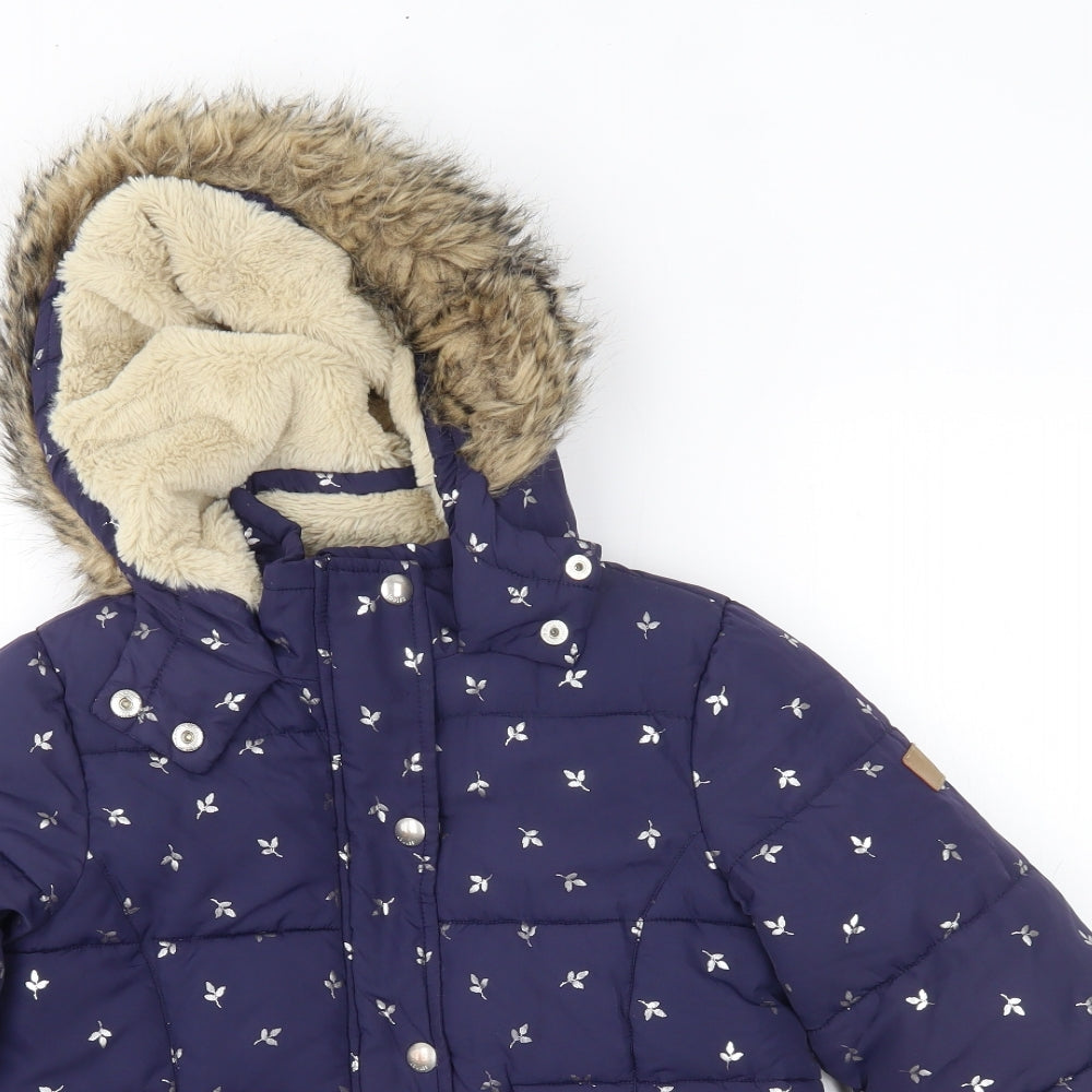 Joules Girls Blue   Parka Coat Size 7-8 Years